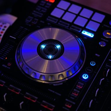 DJ deck with blue llights